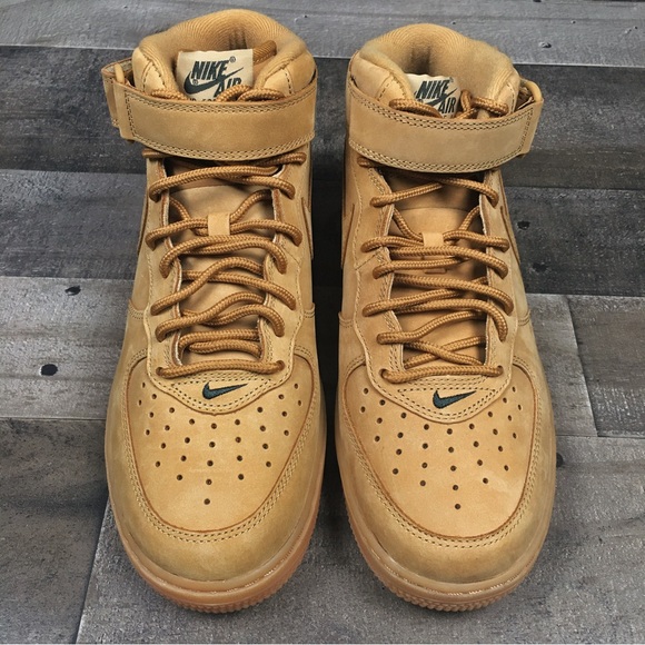 Nike Air Force 1 Mid Flax Sneakers 07 PRM QS One Nikes Shoes 8 Mens 715889-200 - Picture 5 of 16